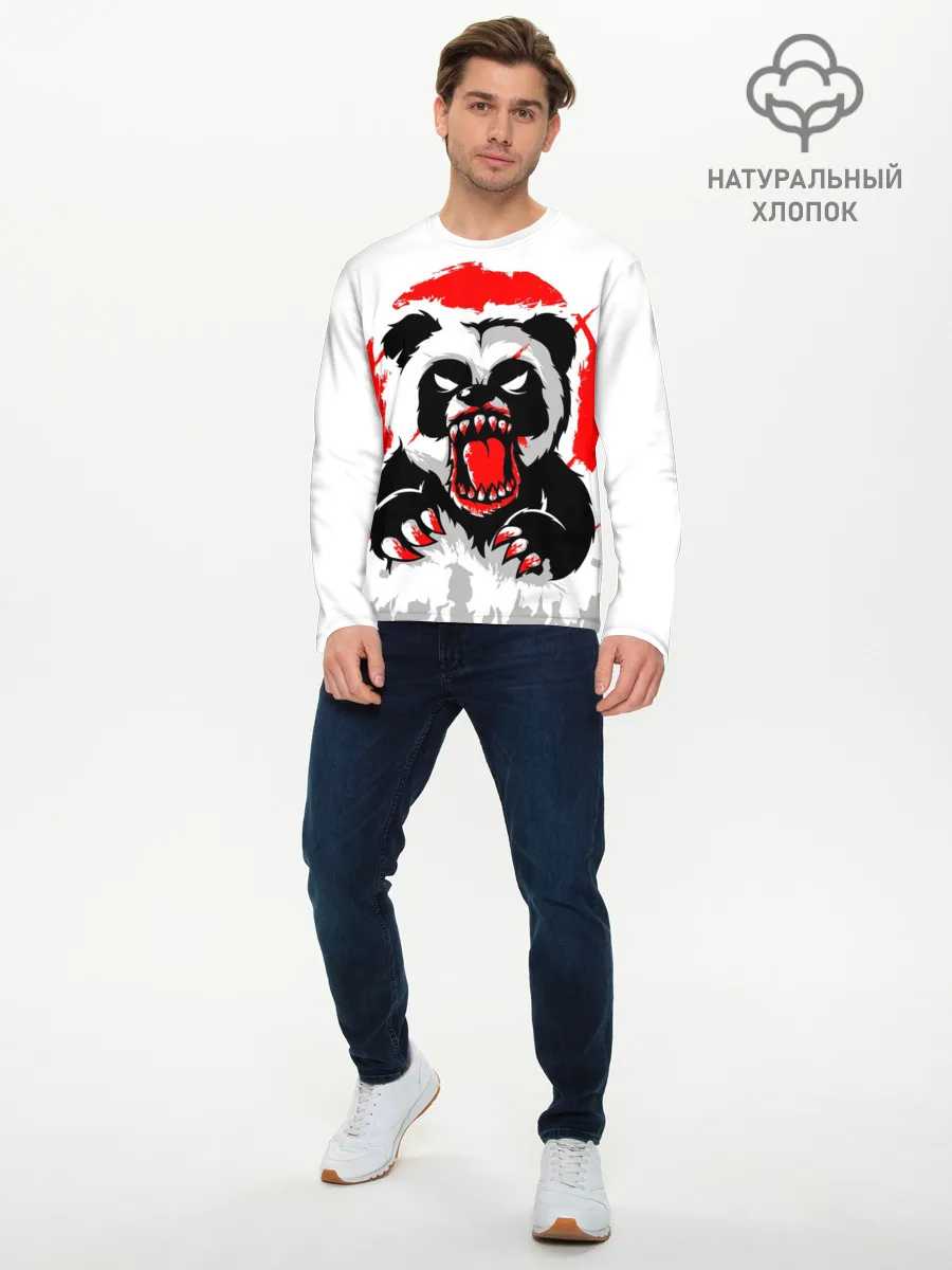 Мужской лонгслив базовый / Злая Кровавая Панда