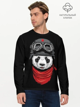 Мужской лонгслив базовый / Панда Танкист