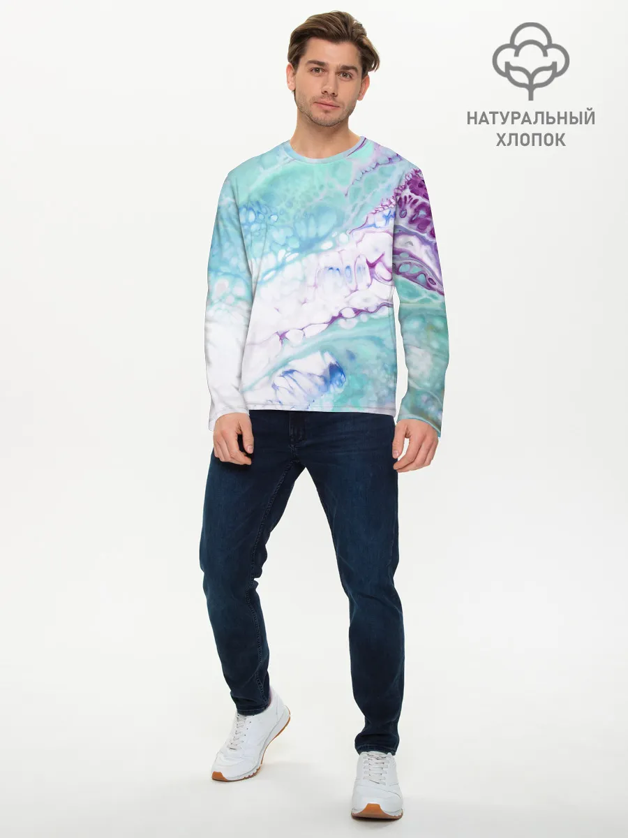 Мужской лонгслив базовый / Цветная морская пена