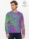 Мужской лонгслив базовый / Неоновый абстрактный узор