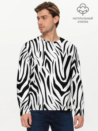 Мужской лонгслив базовый / Черно-белая зебра
