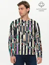 Мужской лонгслив базовый / Полосатый абстрактный узор