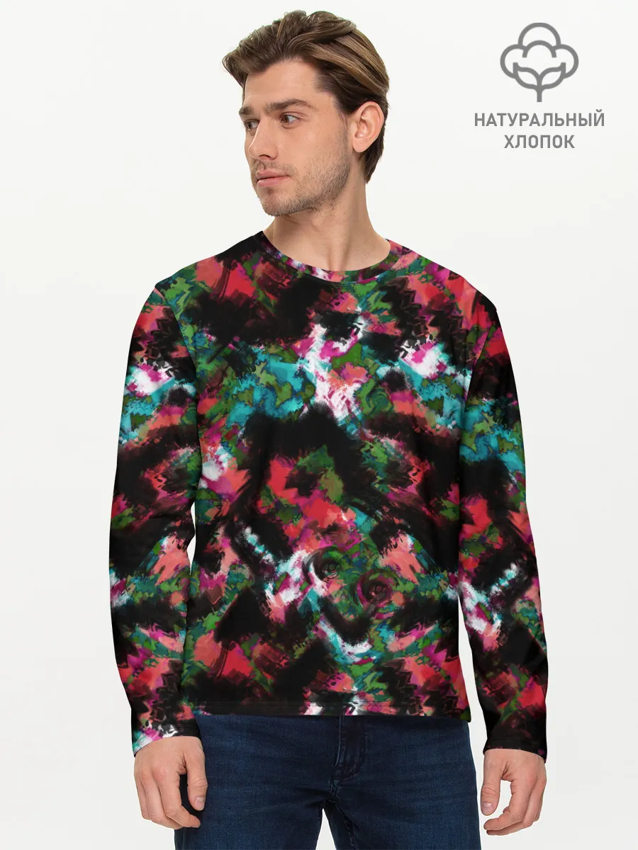 Мужской лонгслив базовый / Гранжевый абстрактный узор