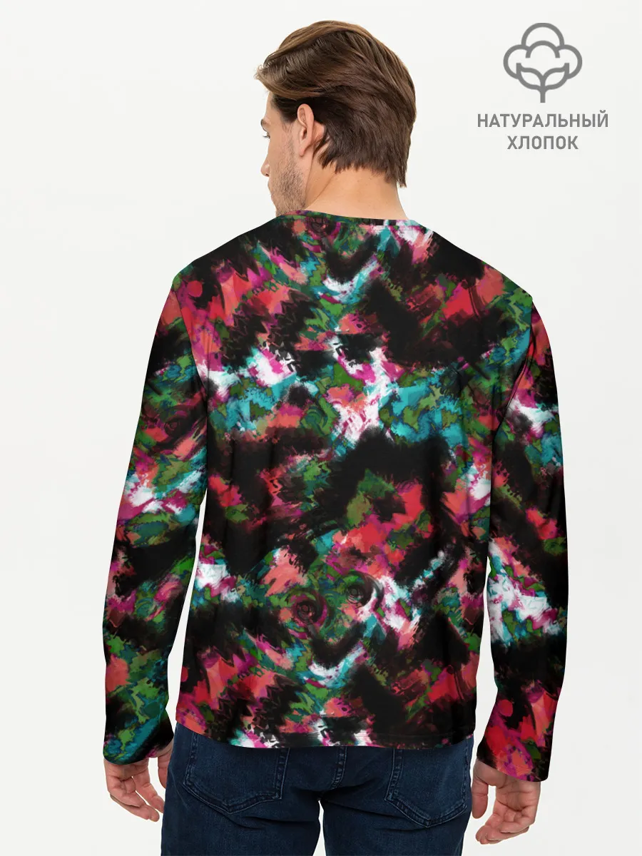 Мужской лонгслив базовый / Гранжевый абстрактный узор