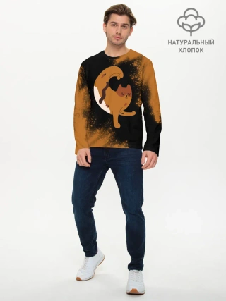 Мужской лонгслив базовый / Кошачья Йога - Взрыв