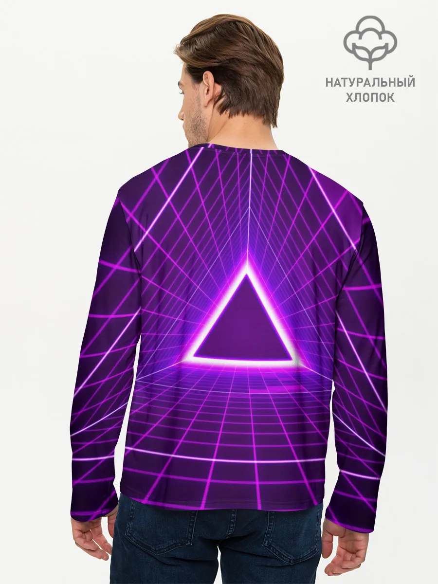 Мужской лонгслив базовый / Фон в стиле ретро 80-х