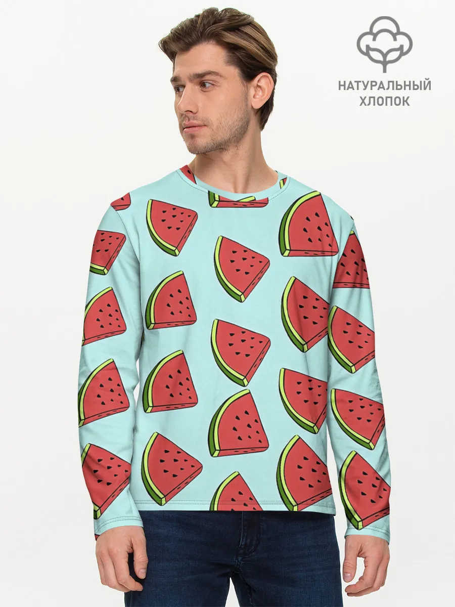 Мужской лонгслив базовый / Дольки арбузов