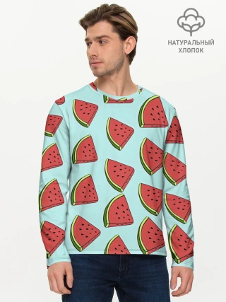 Мужской лонгслив базовый / Дольки арбузов