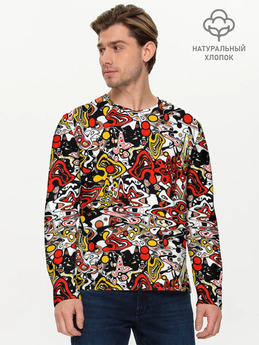 Мужской лонгслив базовый / Абстрактный разноцветный узор