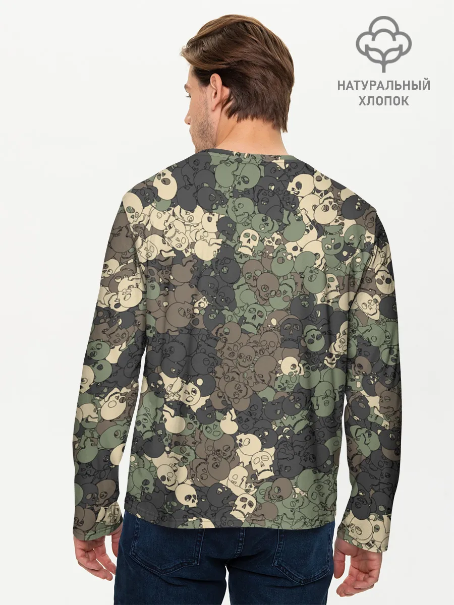 Мужской лонгслив базовый / Камуфляжный рисунок из черепов