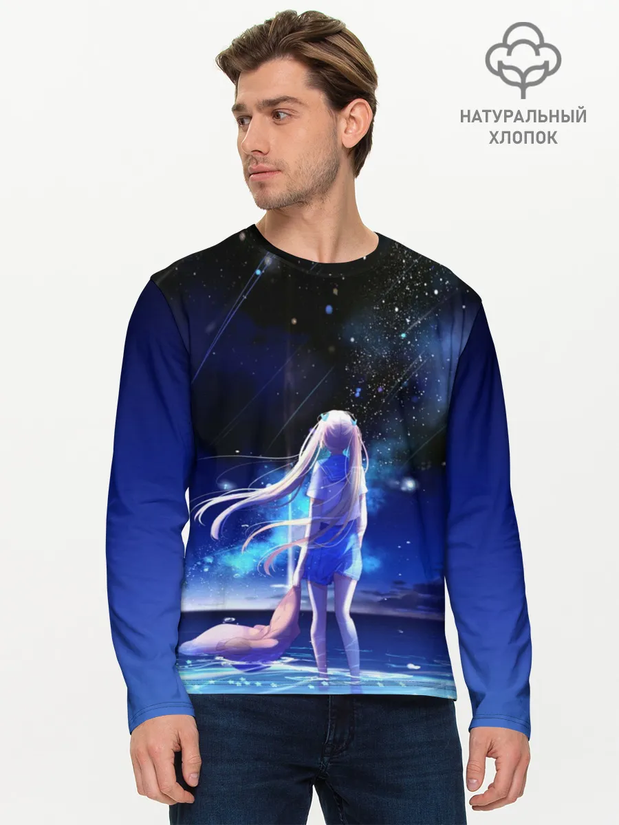 Мужской лонгслив базовый / Animegirl Night Sea