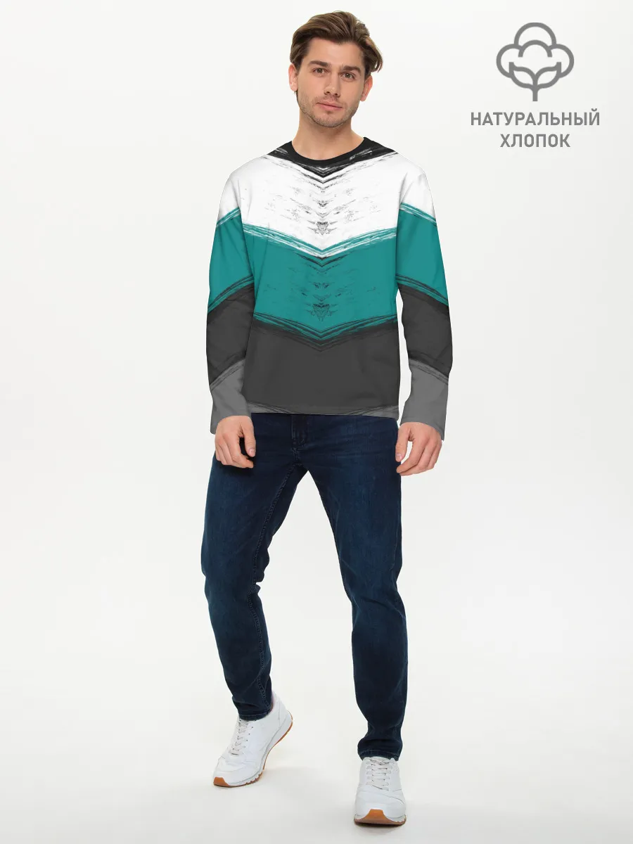 Мужской лонгслив базовый / Полосатый абстрактный принт