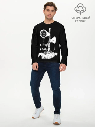 Мужской лонгслив базовый / Сиреноголовый ЧБ Siren Head