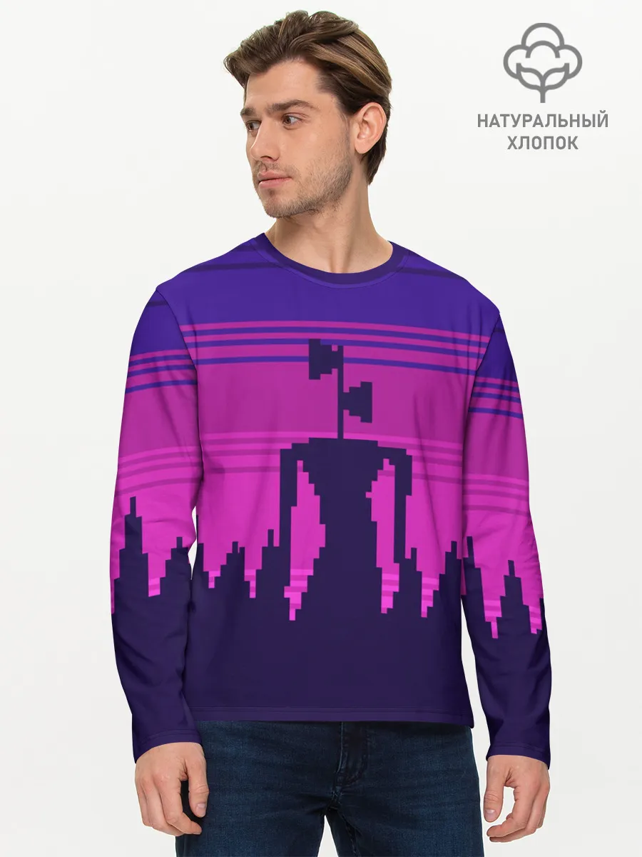 Мужской лонгслив базовый / Сиреноголовый Пиксельный Город