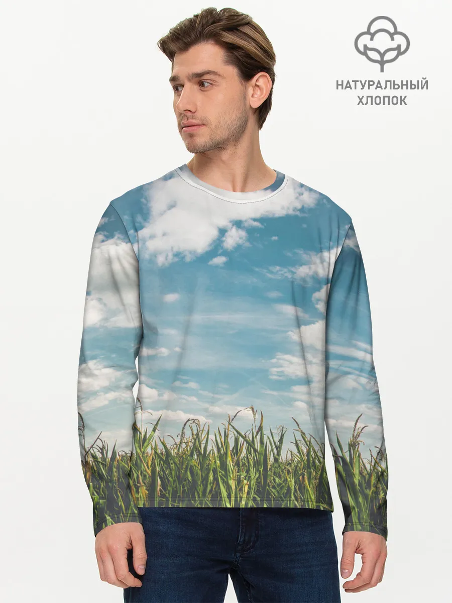 Мужской лонгслив базовый / Небушко и полюшко