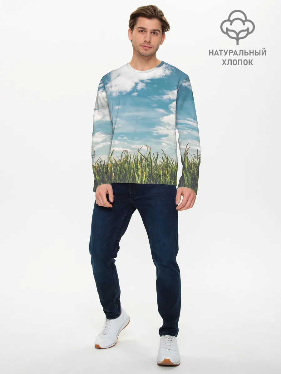 Мужской лонгслив базовый / Небушко и полюшко