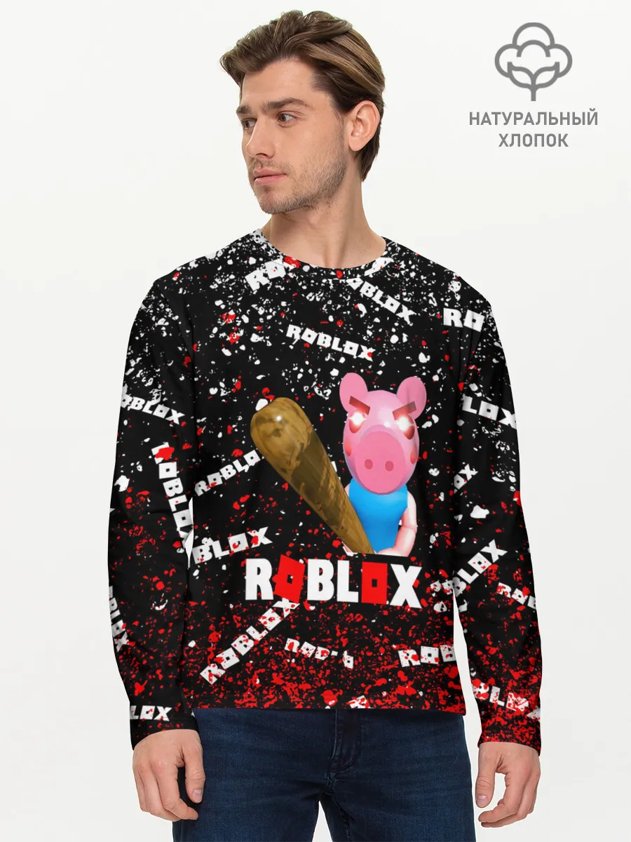 Мужской лонгслив базовый / Roblox piggy/Свинка Пигги.