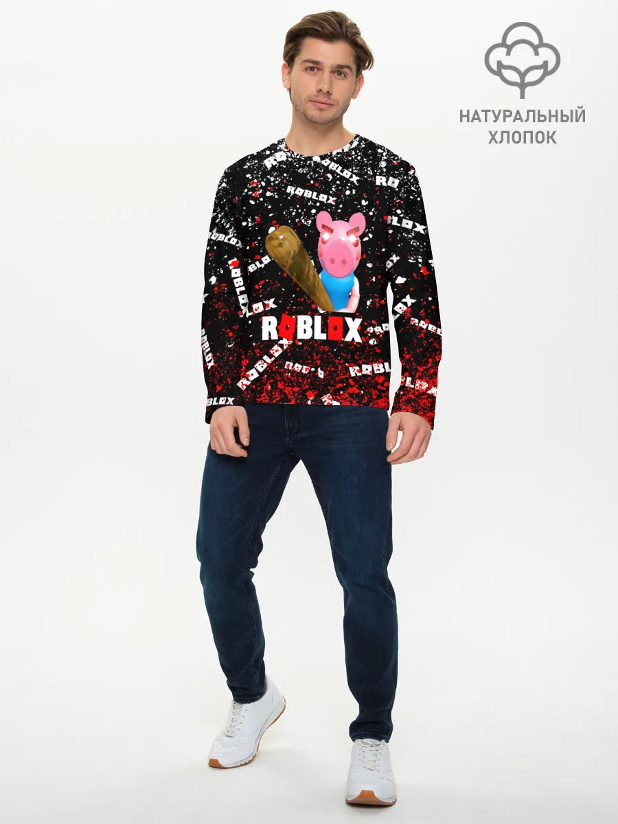 Мужской лонгслив базовый / Roblox piggy/Свинка Пигги.