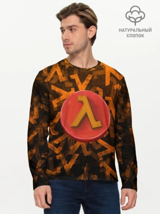 Мужской лонгслив базовый / ЛОГО КНОПКА | HALF-LIFE