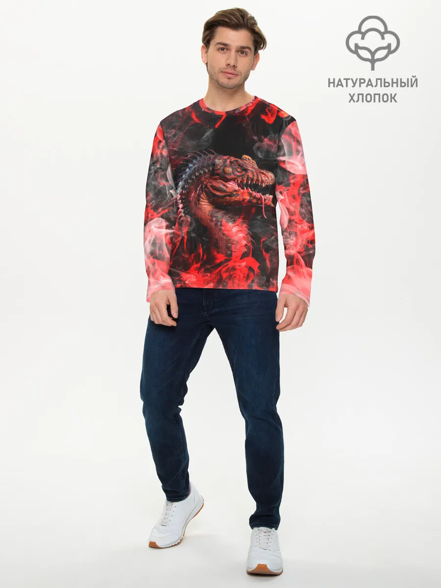 Мужской лонгслив базовый / Опасный Динозавр | Red Dino