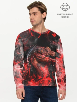 Мужской лонгслив базовый / Опасный Динозавр | Red Dino