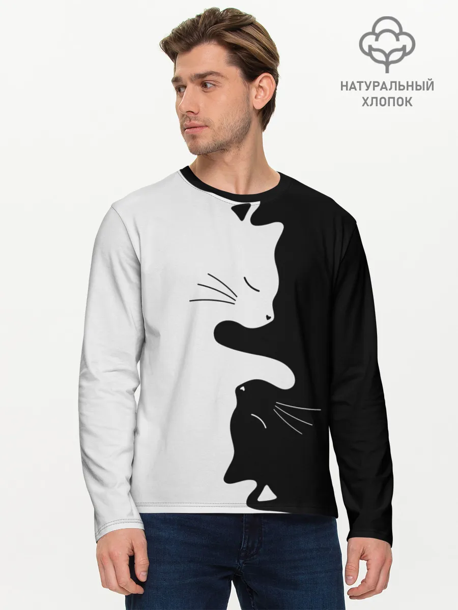 Мужской лонгслив базовый / Коты инь янь