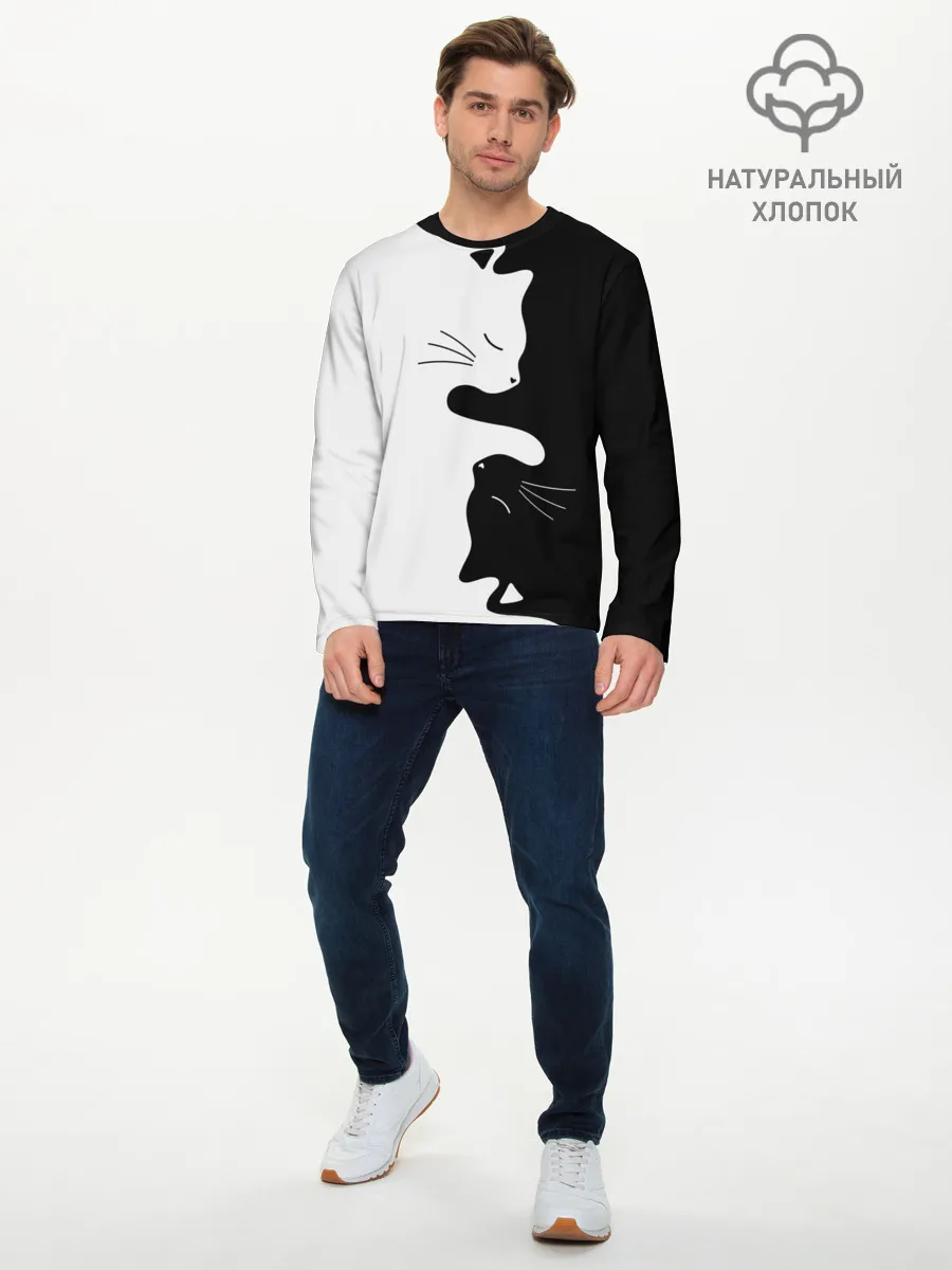 Мужской лонгслив базовый / Коты инь янь