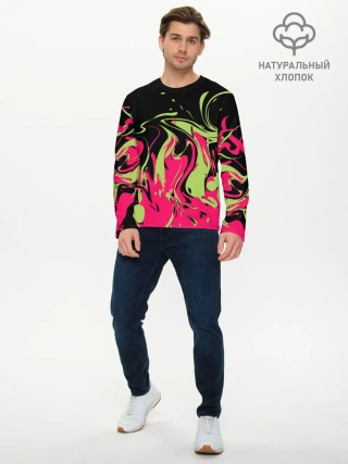 Мужской лонгслив базовый / Черно малиновый абстрактный