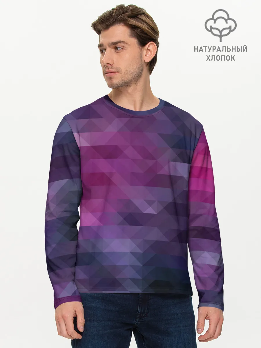 Мужской лонгслив базовый / Фиолетово-бордовый узор