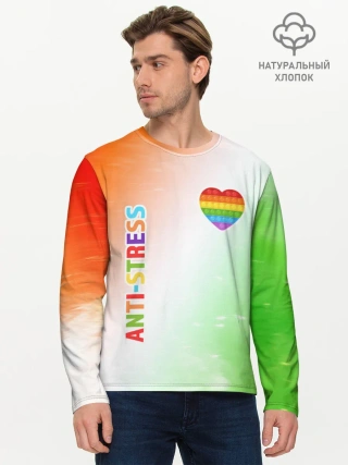 Мужской лонгслив базовый / Pop It Anti Stress - Heart - Fire