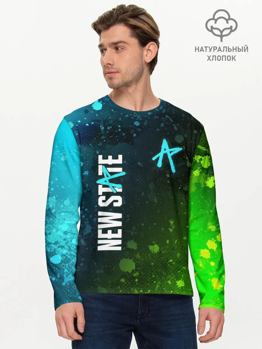 Мужской лонгслив базовый / ПАБГ New State - Брызги