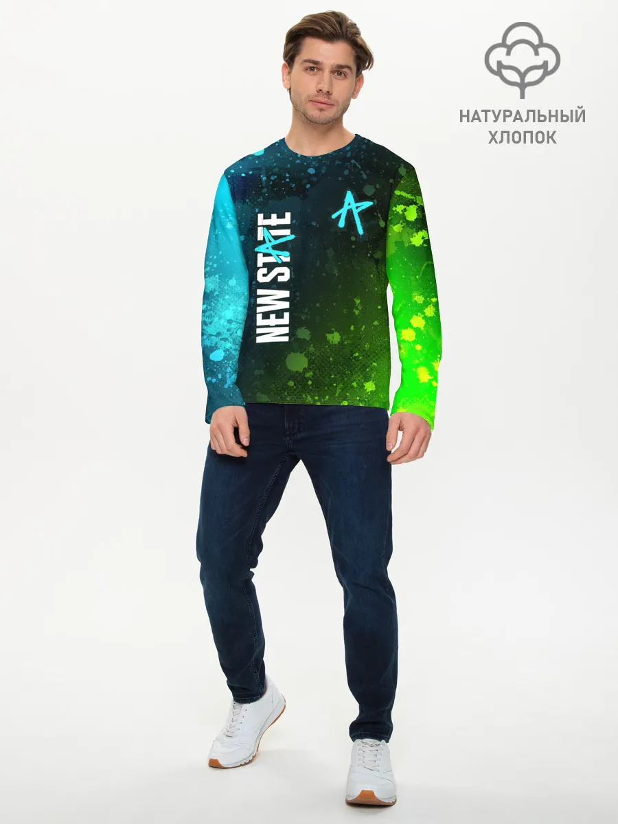 Мужской лонгслив базовый / ПАБГ New State - Брызги