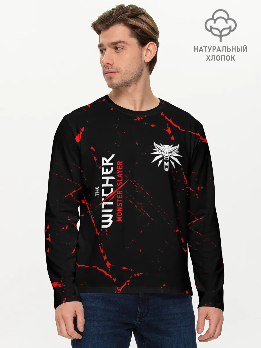 Мужской лонгслив базовый / The Witcher Monster Slayer - Grunge