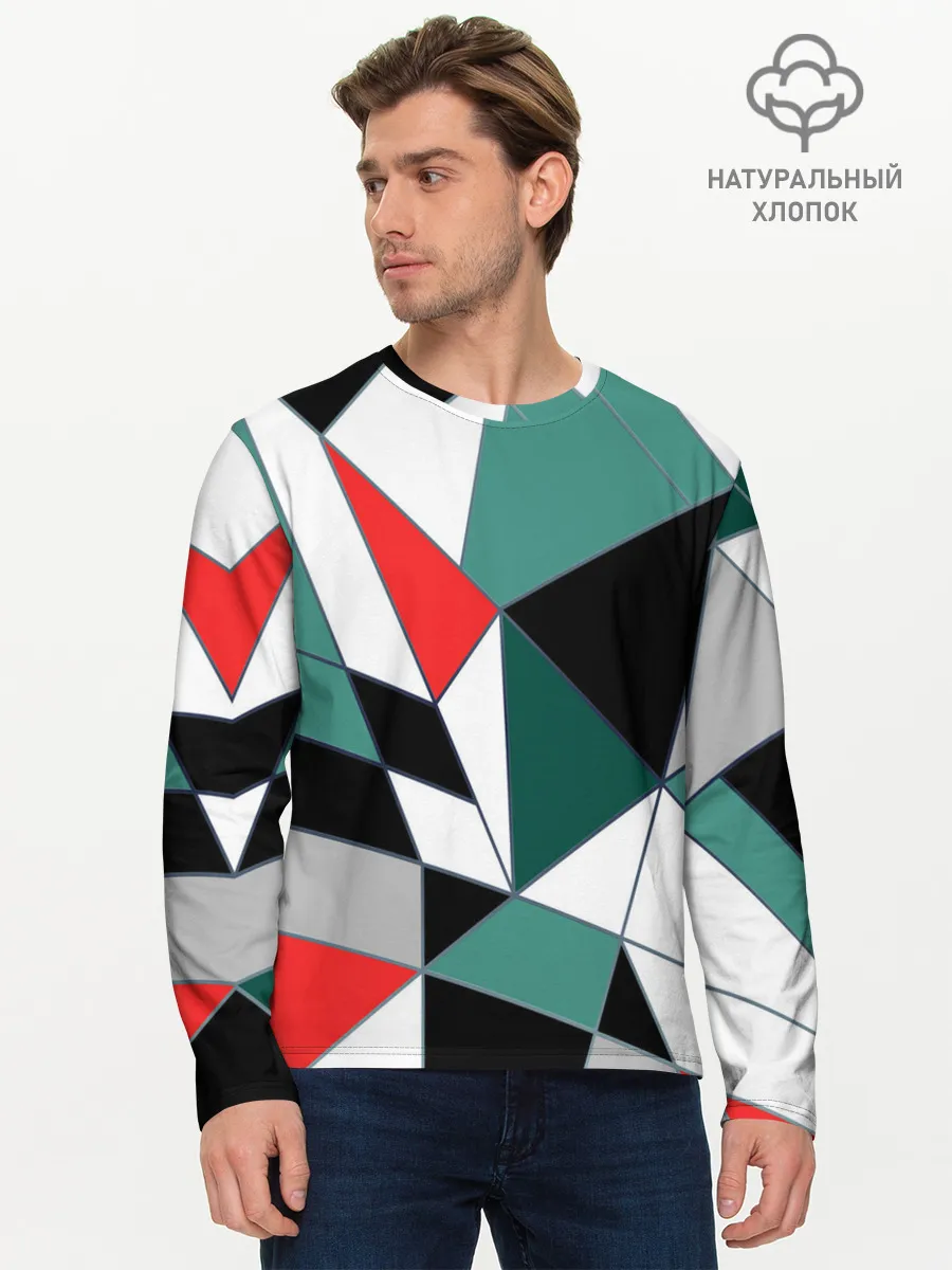 Мужской лонгслив базовый / Абстрактный геометрический