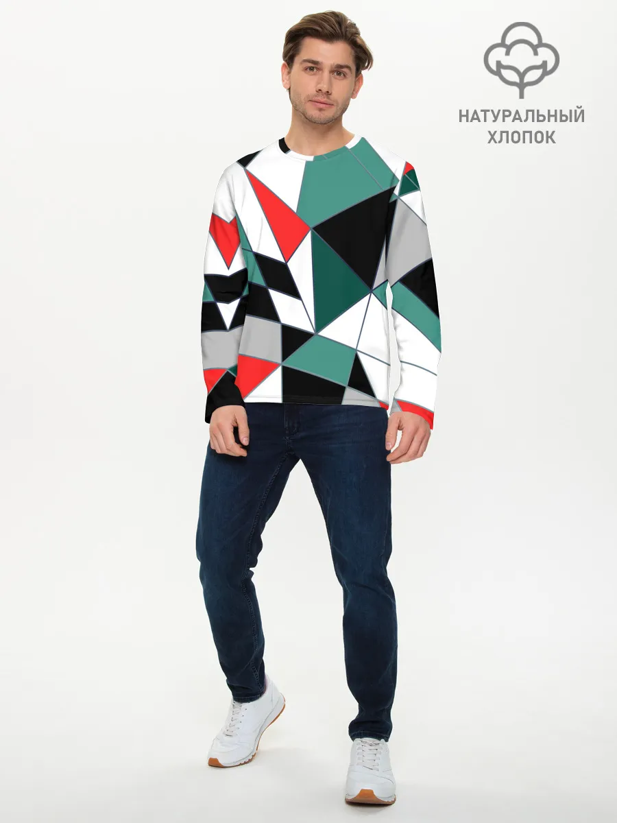 Мужской лонгслив базовый / Абстрактный геометрический
