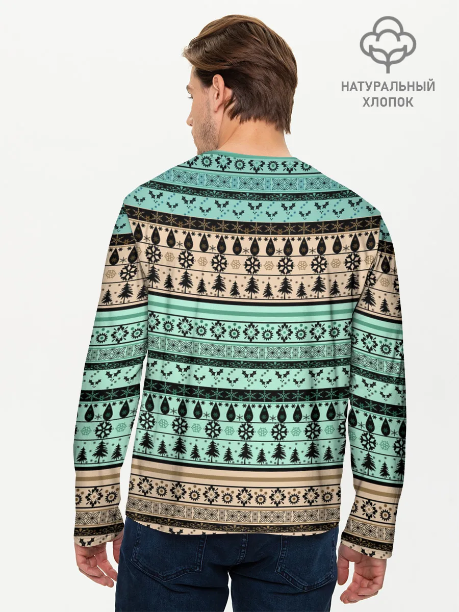 Мужской лонгслив базовый / Новогодний зимний орнамент