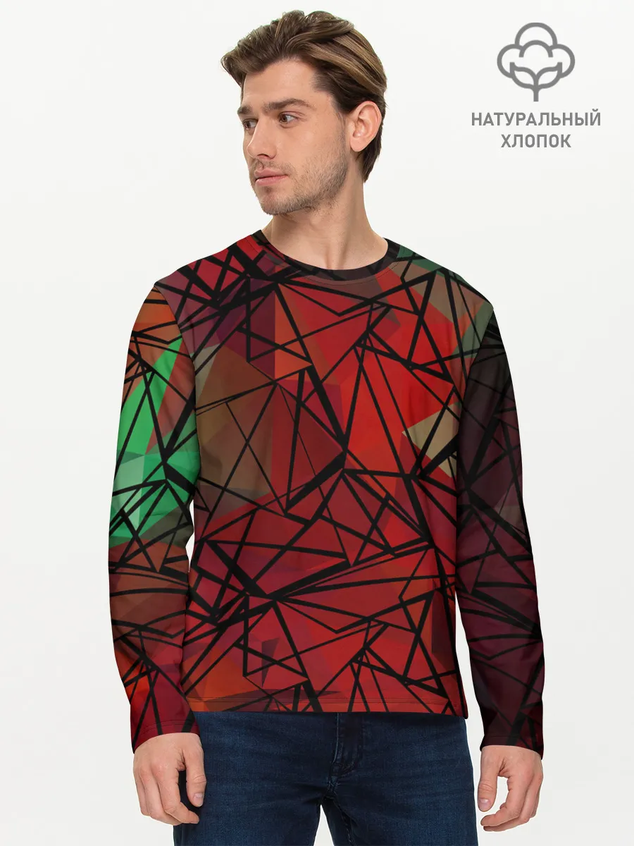 Мужской лонгслив базовый / Абстрактный геометрический