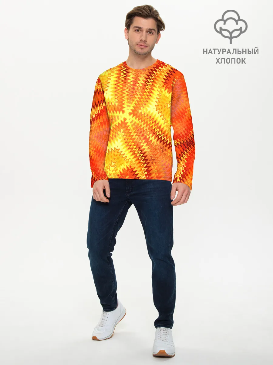 Мужской лонгслив базовый / Желто-оранжевая абстракция
