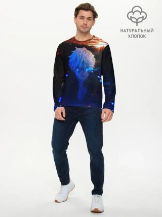 Мужской лонгслив базовый / Сатору гото голубые глаза