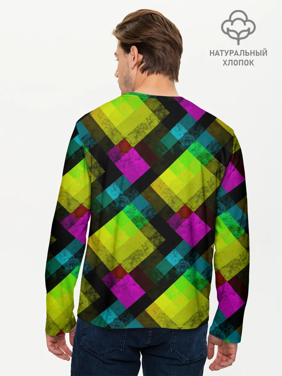 Мужской лонгслив базовый / Абстрактный разноцветный узор