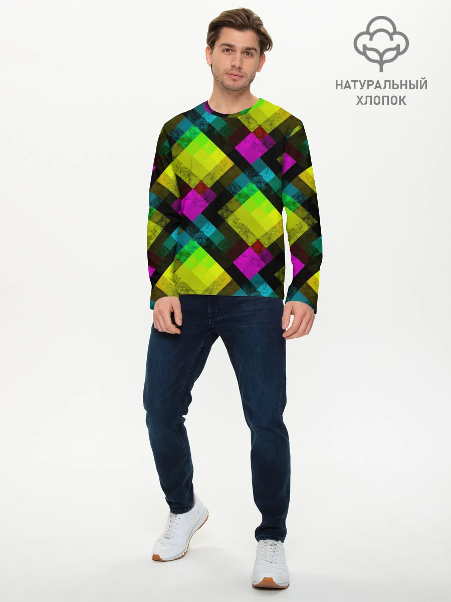 Мужской лонгслив базовый / Абстрактный разноцветный узор