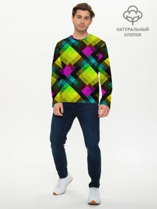 Мужской лонгслив базовый / Абстрактный разноцветный узор