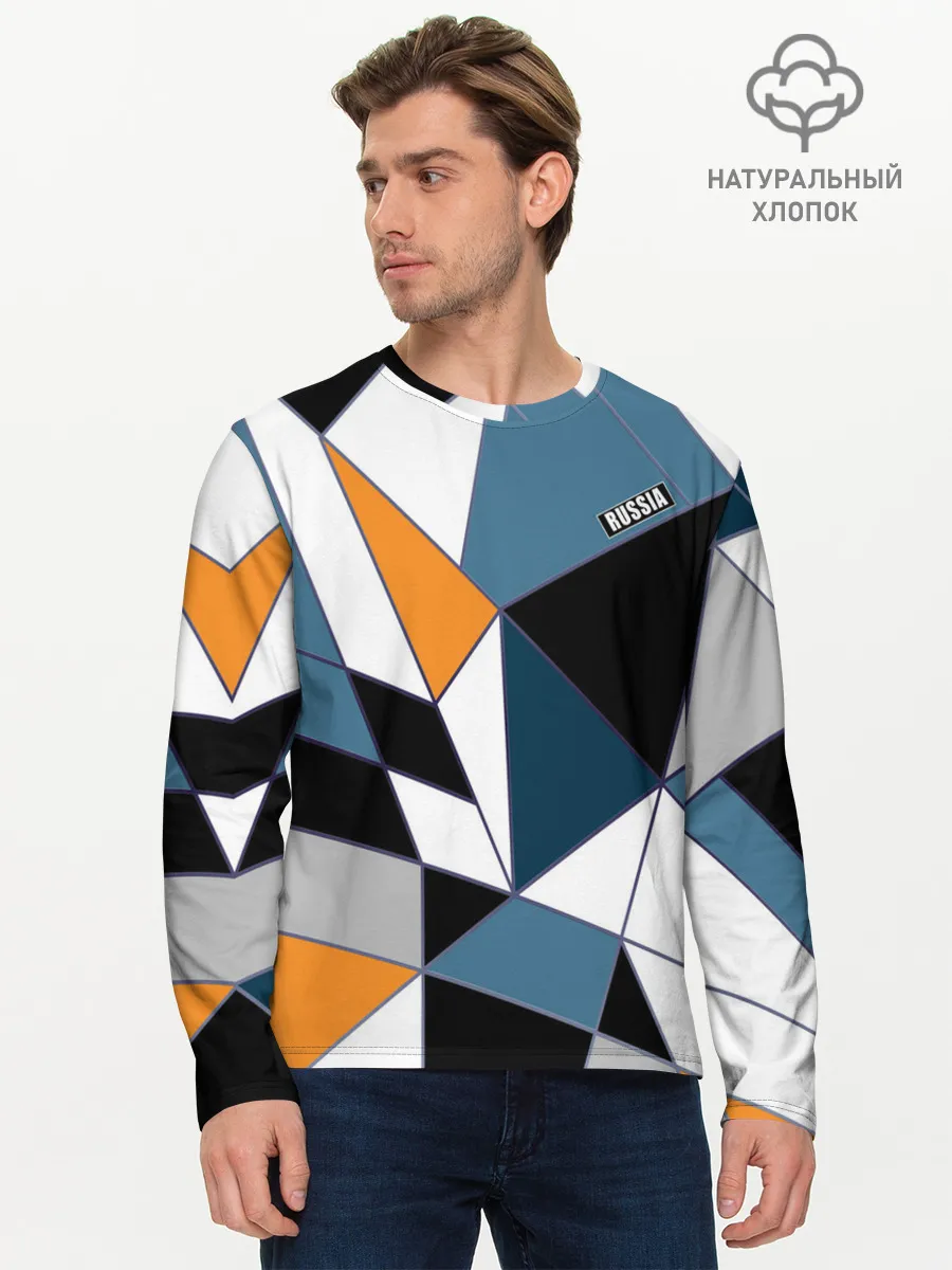 Мужской лонгслив базовый / Геометрический узор