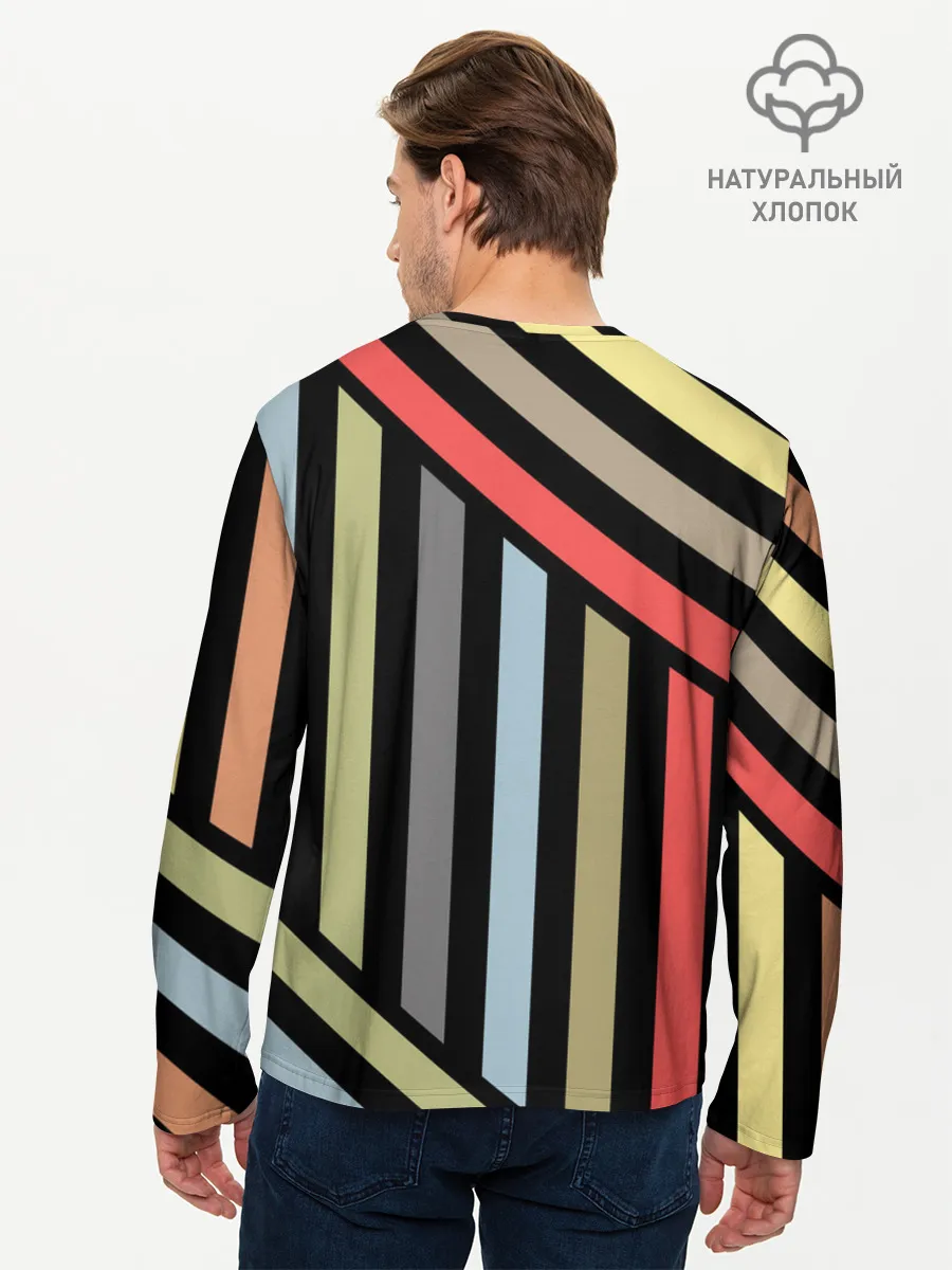 Мужской лонгслив базовый / Абстрактный полосатый узор