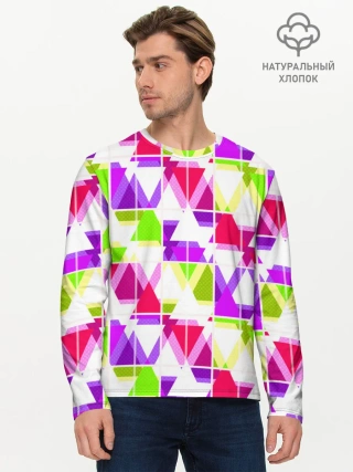 Мужской лонгслив базовый / Абстрактный яркий узор