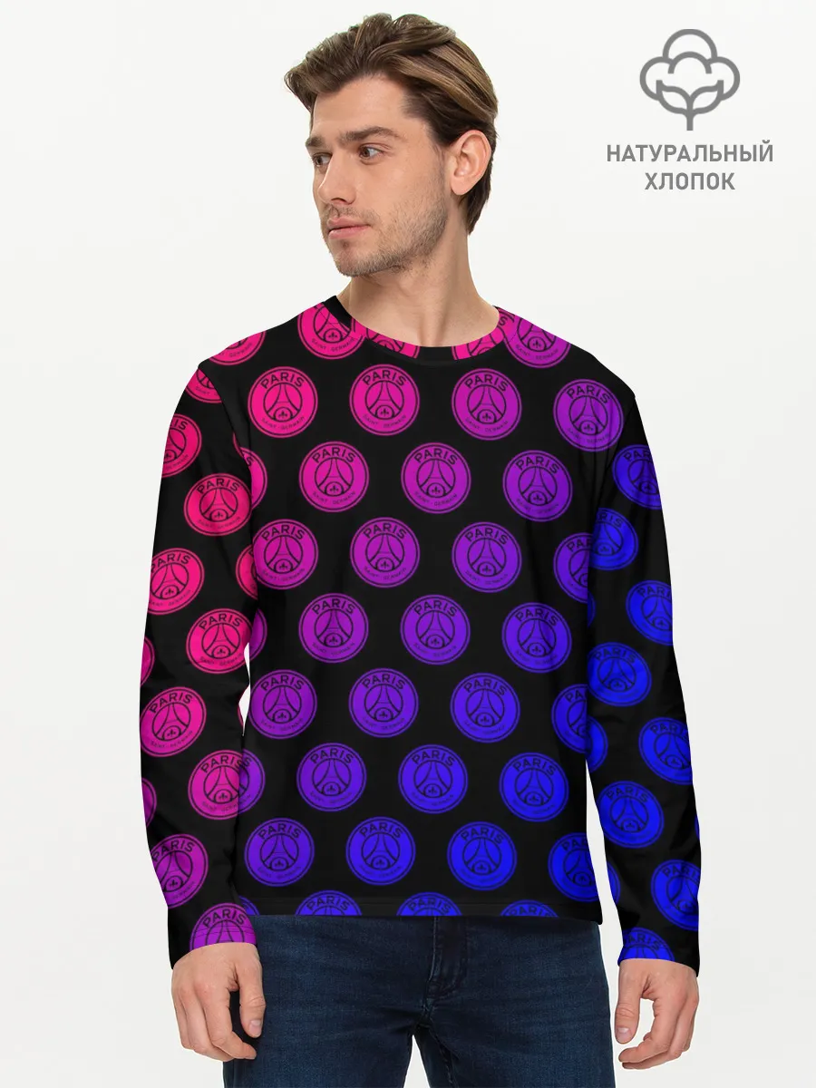 Мужской лонгслив базовый / ПСЖ Неон