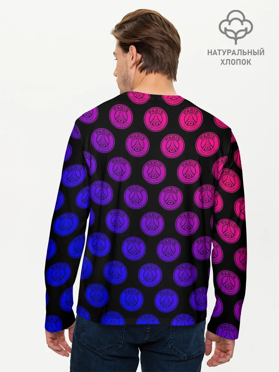 Мужской лонгслив базовый / ПСЖ Неон