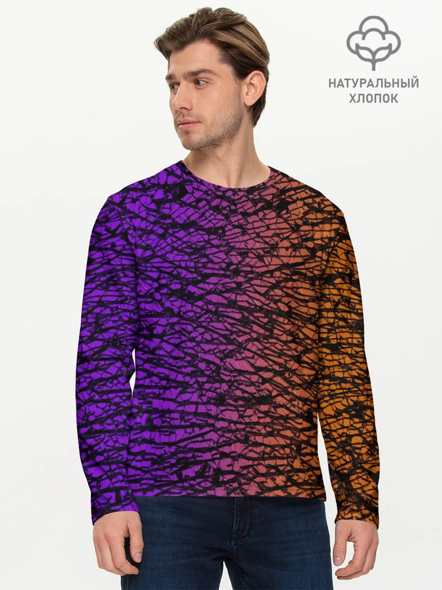 Мужской лонгслив базовый / Градиентный разлом 3D | 3Д