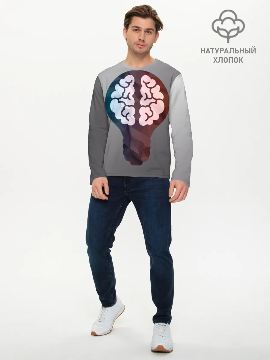 Мужской лонгслив базовый / Прокачай мозги