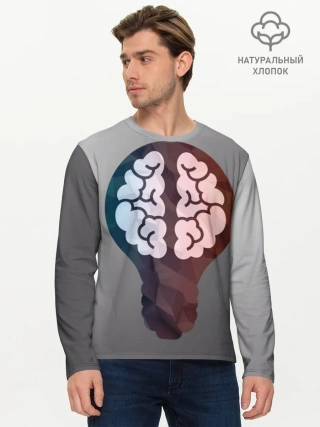 Мужской лонгслив базовый / Прокачай мозги